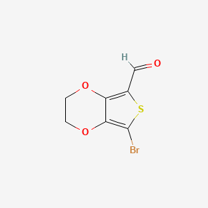 Chemical structure of 7-Bromo-2,3-dihydrothieno(3,4-b)(1,4)dioxine-5-carbaldehyde
