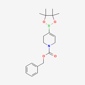 Chemical structure of 1-Benzyloxycarbonyl-1,2,3,6-tetrahydropyridine-4-boronic acid pinacol ester