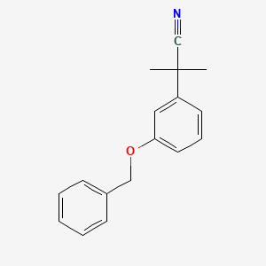 Chemical structure of 2-[3-(Benzyloxy)phenyl]-2-methylpropionitrile