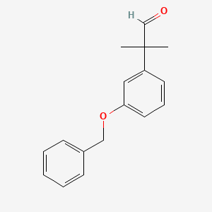 Chemical structure of 2-(3-(Benzyloxy)phenyl)-2-methylpropanal