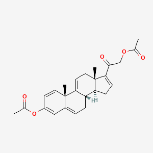 Chemical structure of 3,21-Bis(acetyloxy)pregna-1,3,5,9(11),16-pentaen-20-one