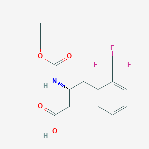 Chemical structure of Boc-2-trifluoromethyl-D-beta-homophenylalanine