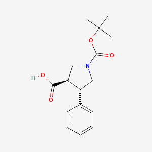 Chemical structure of Boc-trans-4-phenylpyrrolidine-3-carboxylicacid