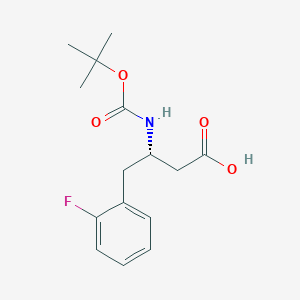 Chemical structure of Boc-2-fluoro-L-beta-homophenylalanine