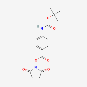 Chemical structure of Boc-4-aminobenzoic acid N-hydroxysuccinimide ester
