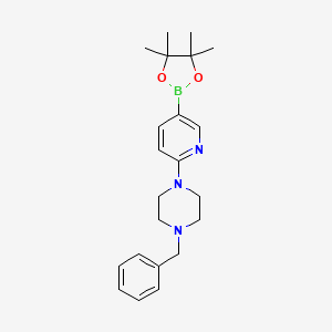 Chemical structure of 6-(4-Benzyl-1-piperazinyl)pyridine-3-boronic acid pinacol ester