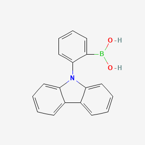Chemical structure of 2-(9H-Carbazol-9-yl)phenylboronic Acid (contains varying amounts of Anhydride)
