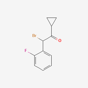 Chemical structure of 2-Bromo-2-(2-fluorophenyl)-1-cyclopropylethanone