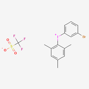 Chemical structure of (3-Bromophenyl)(mesityl)iodonium Trifluoromethanesulfonate