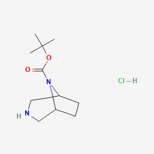 Chemical structure of 8-Boc-3,8-diaza-bicyclo[3.2.1]octane, hydrochloride