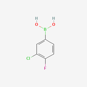 Chemical structure of 3-Chloro-4-fluorophenylboronic Acid (contains varying amounts of Anhydride)