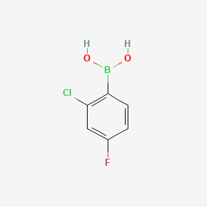 Chemical structure of 2-Chloro-4-fluorophenylboronic acid