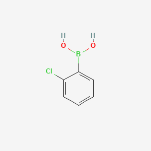 Chemical structure of 2-Chlorophenylboronic acid (contains varying amounts of Anhydride)