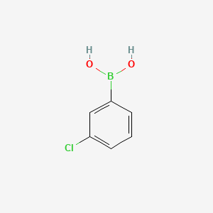 Chemical structure of 3-Chlorophenylboronic acid (contains varying amounts of Anhydride)