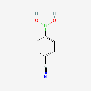 Chemical structure of 4-Cyanophenylboronic acid(contains varying amounts of anhydride)