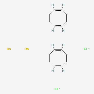 Chemical structure of Chloro(1,5-cyclooctadiene)rhodium(I) dimer