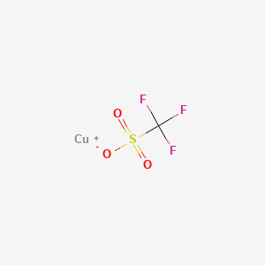 Chemical structure of Copper(I) trifluoromethanesulfonate benzene complex (2:1)