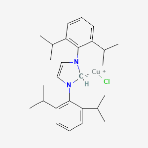 Chemical structure of Chloro[1,3-bis(2,6-diisopropylphenyl)imidazol-2-ylidene]copp