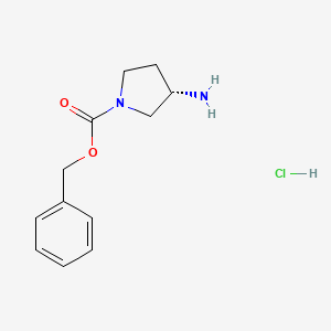Chemical structure of (S)-1-Cbz-3-Aminopyrrolidine hydrochloride