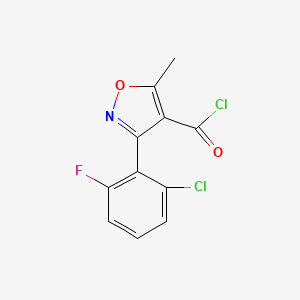 Chemical structure of 3-(2-Chloro-6-fluorophenyl)-5-methylisoxazole-4-carbonyl chloride