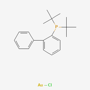 Chemical structure of Chloro[(1,1′-biphenyl-2-yl)di-tert-butylphosphine]gold(I)