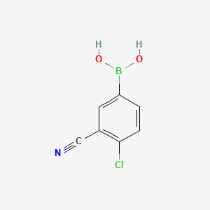 Chemical structure of (4-Chloro-3-cyanophenyl)boronic acid