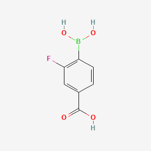 Chemical structure of 4-(Dihydroxyboranyl)-3-fluorobenzoic acid