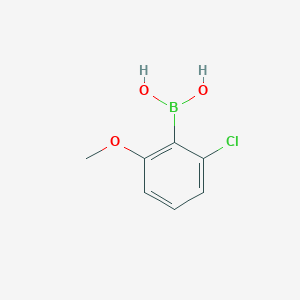 Chemical structure of 2-Chloro-6-methoxyphenylboronic acid(contains varying amounts of Anhydride)