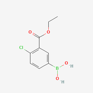 Chemical structure of 4-Chloro-3-(ethoxycarbonyl)benzeneboronic acid, 96%