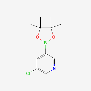 Chemical structure of 3-Chloro-5-(4,4,5,5-tetramethyl-1,3,2-dioxaborolan-2-yl)pyridine