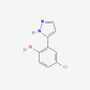 Chemical structure of 4-Chloro-2-(1H-pyrazol-3-yl)phenol