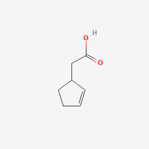 Chemical structure of 2-Cyclopentene-1-acetic acid