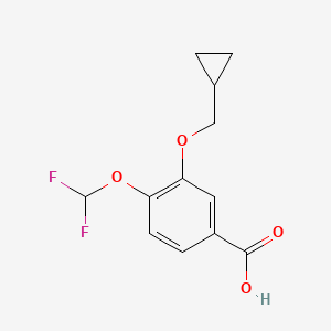 Chemical structure of 3-(Cyclopropylmethoxy)-4-(difluoromethoxy)benzoic acid
