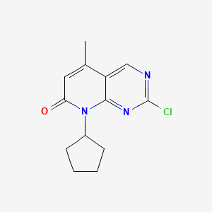 Chemical structure of 2-chloro-8-cyclopentyl-5-methyl-7H,8H-pyrido[2,3-d]pyrimidin-7-one