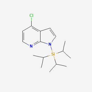 Chemical structure of 4-chloro-1-[tris(propan-2-yl)silyl]-1H-pyrrolo[2,3-b]pyridine