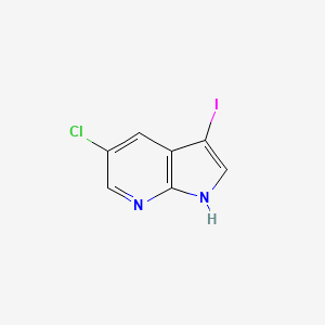 Chemical structure of 5-chloro-3-iodo-1H-pyrrolo[2,3-b]pyridine