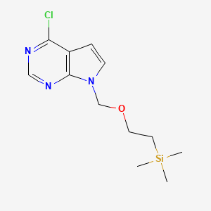Chemical structure of 4-chloro-7-{[2-(trimethylsilyl)ethoxy]methyl}-7H-pyrrolo[2,3-d]pyrimidine