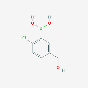 Chemical structure of 2-Chloro-5-hydroxymethylphenylboronic acid