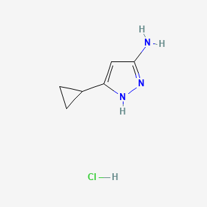 Chemical structure of 3-Cyclopropyl-1H-pyrazol-5-amine hydrochloride