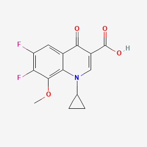 Chemical structure of 1-Cyclopropyl-6,7-difluoro-8-methoxy-4-oxo-3-quinolinecarboxylic acid