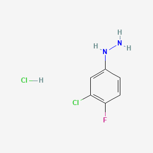 Chemical structure of 3-Chloro-4-fluorophenylhydrazine, HCl