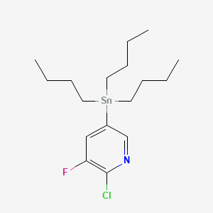 Chemical structure of 2-Chloro-3-fluoro-5-(tributylstannyl)pyridine