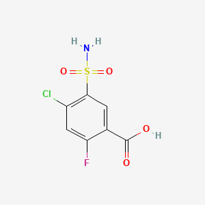 Chemical structure of 4-Chloro-2-fluoro-5-sulfamylbenzoic acid