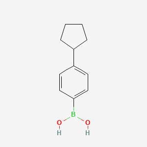 Chemical structure of 4-Cyclopentylphenylboronic acid (contains varying amounts of Anhydride)