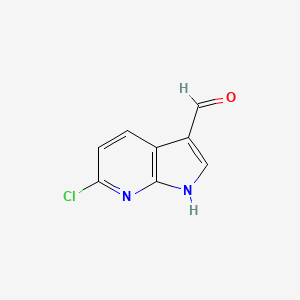 Chemical structure of 6-Chloro-1H-pyrrolo[2,3-b]pyridine-3-carbaldehyde
