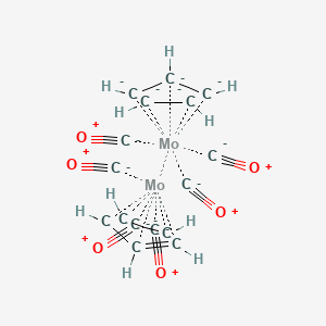 Chemical structure of Cyclopentadienylmolybdenum tricarbonyl dimer