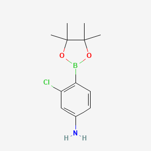 Chemical structure of 4-Amino-2-chlorophenylboronic acid pinacol ester