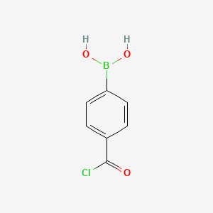 Chemical structure of 4-Chlorocarbonylphenylboronic acid (contains varying amounts of Anhydride)
