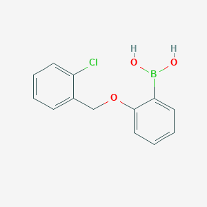 Chemical structure of 2-(2′-Chlorobenzyloxy)phenylboronic acid (contains varying amounts of Anhydride)