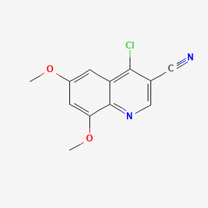 Chemical structure of 4-chloro-6,8-dimethoxyquinoline-3-carbonitrile